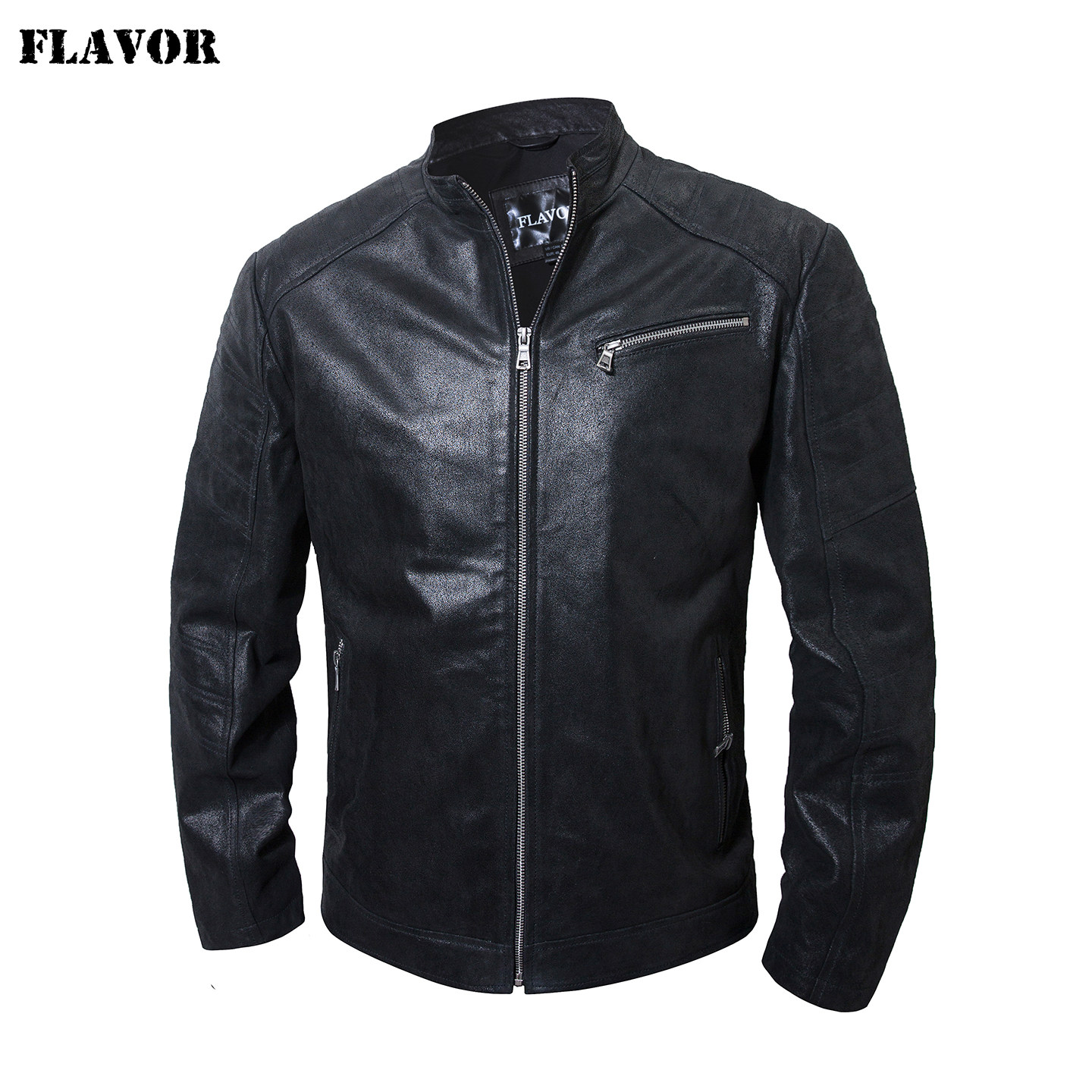 FLAVOR/佛兰诺2026新款真皮夹克男 春秋机车皮衣立领短款复古外套