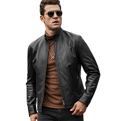 新款男短款夹克男士外套真皮皮衣
