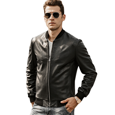 男修身皮夹克男士外套真皮皮衣