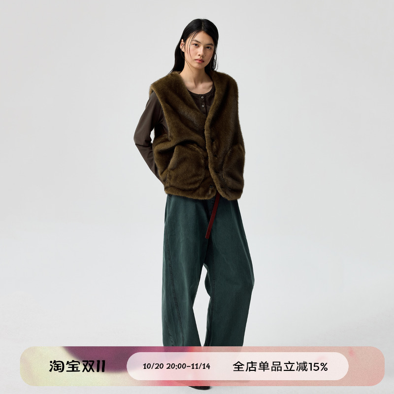 正反两穿环保皮草西装马甲