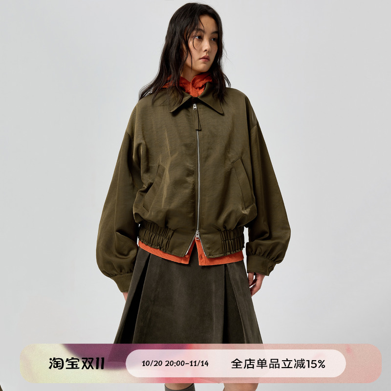 缎感尼龙廓形夹克外套