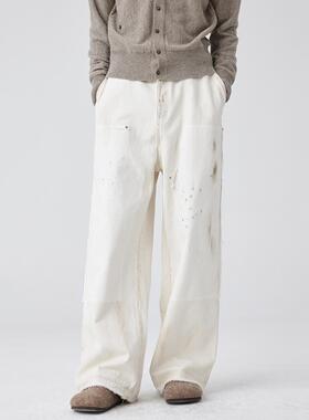 Simple Project*White Paint Splatter Jeans白色泼墨双膝牛仔裤