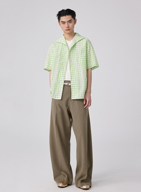 Simple Project*Plaid Shirt 一片领格纹短袖衬衫