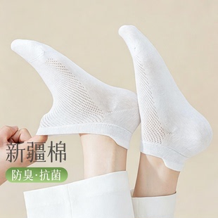 袜子短款纯棉夏季薄款网眼透气防臭糖果色短袜抗菌不掉跟