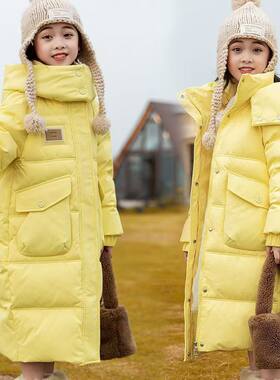 儿童长款棉服女童2024新款中大童过膝加厚韩版洋气童装外套