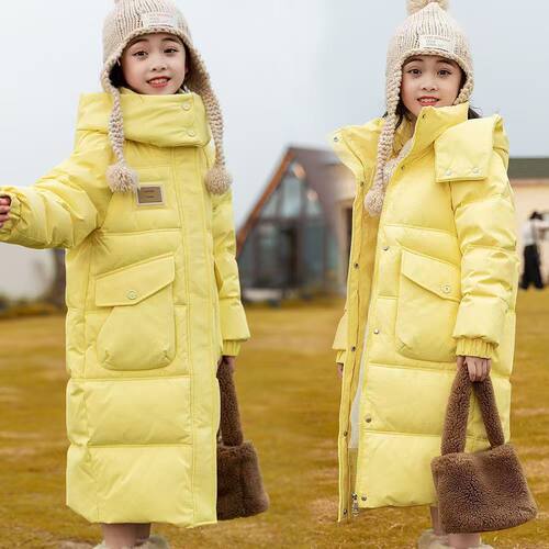 儿童长款棉服女童2024新款中大童过膝加厚韩版洋气童装外套