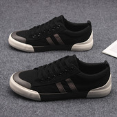 帆布鞋 潮流休闲鞋 男士 春秋新款 百搭系带平板鞋 男低帮韩版 透气男鞋