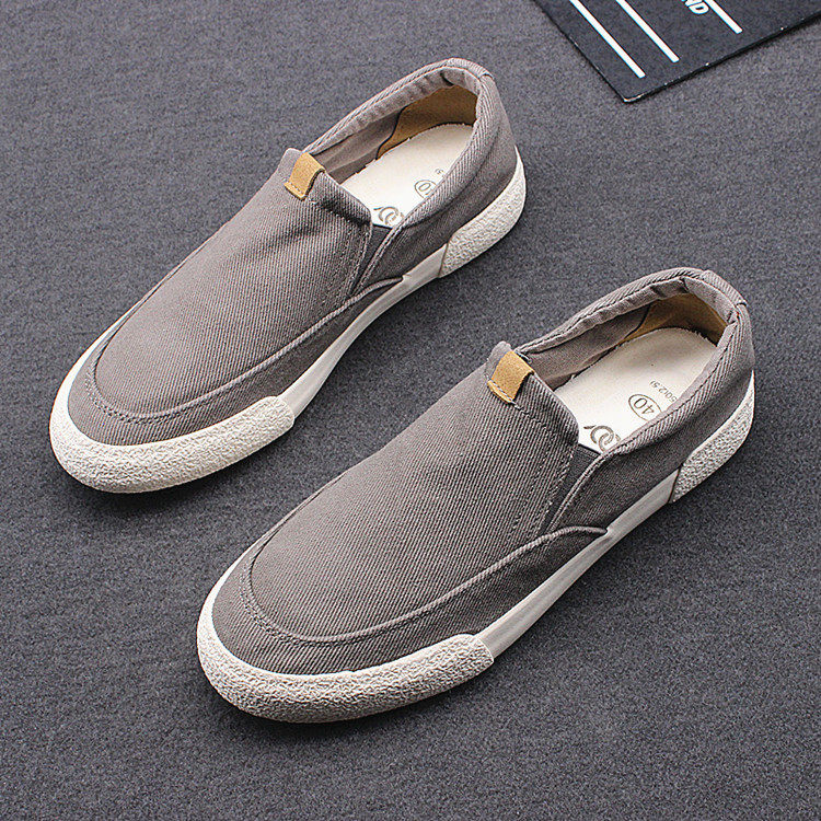 帆布鞋男士春夏一脚蹬老北京布鞋男休闲透气软底板鞋懒人百搭男鞋