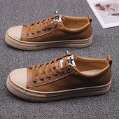 男鞋 男士 潮流新款 2023年秋款 休闲板鞋 男一脚蹬防水皮面鞋 百搭鞋 子