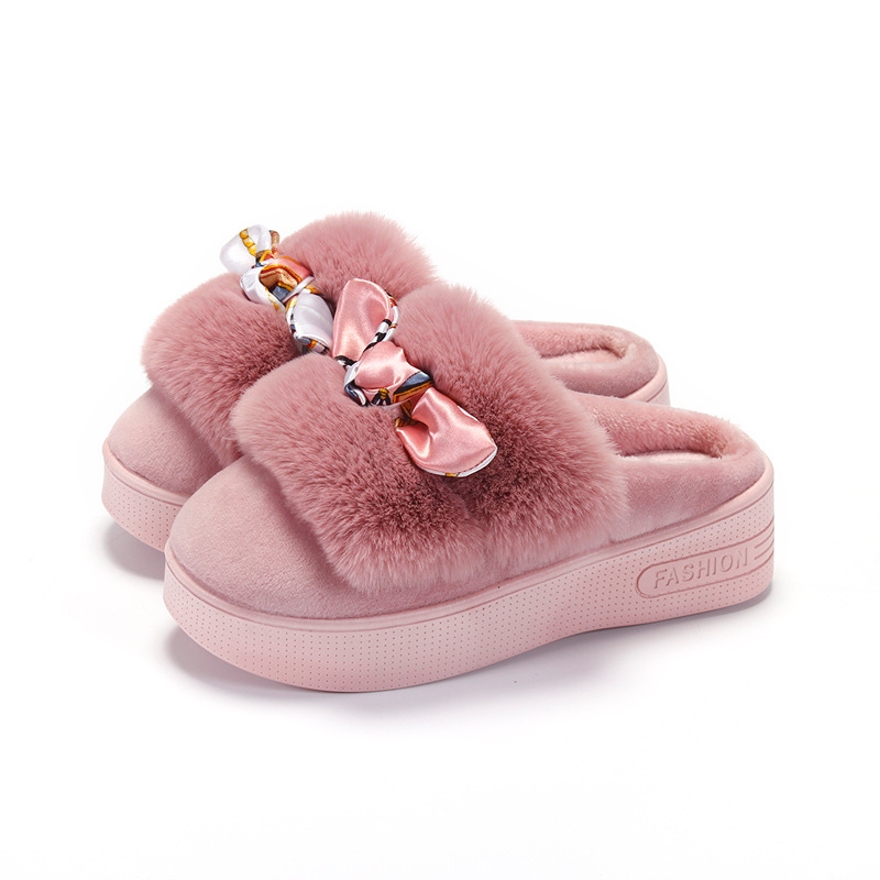 秋冬新款高跟时尚风防水棉拖鞋