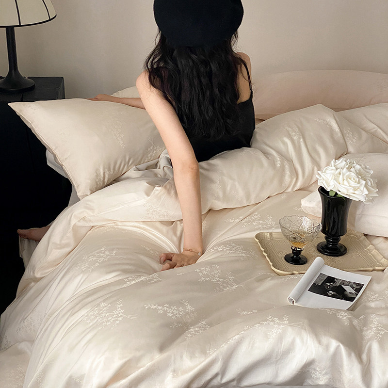 优雅贵感~精致天丝棉提花四件套 全棉亲肤裸睡床品纯棉四季款柔软
