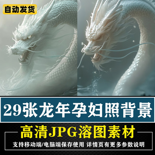 龙年孕妇照小白龙背景PS海报后期合成影楼素材COS背景JPG溶图素材
