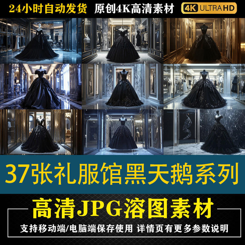 203.37张礼服馆黑天鹅系列cos特效合成后期修图背景素材PS底图