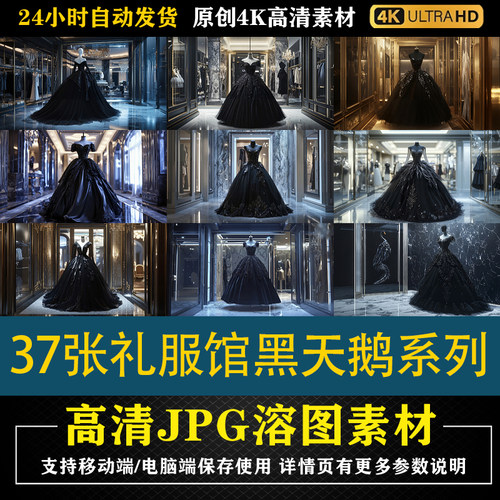 203.37张礼服馆黑天鹅系列cos特效合成后期修图背景素材PS底图