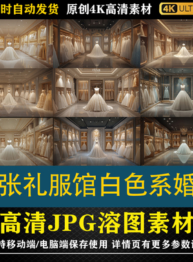 201.40张礼服馆白色系婚纱新娘裙定制合成影楼后期修图背景素材