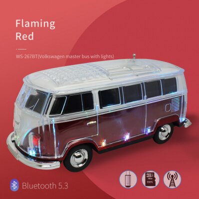 七彩炫酷巴士车模音响无线蓝牙音箱个性生日礼品摆件高音质音箱