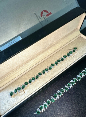 设计师18ct培育祖母绿手链大气高级显白通透925银沃顿瀟艺珠宝