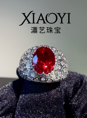 意大利复古【实验室培育红宝戒指】4.5ct鸡尾酒高级925银