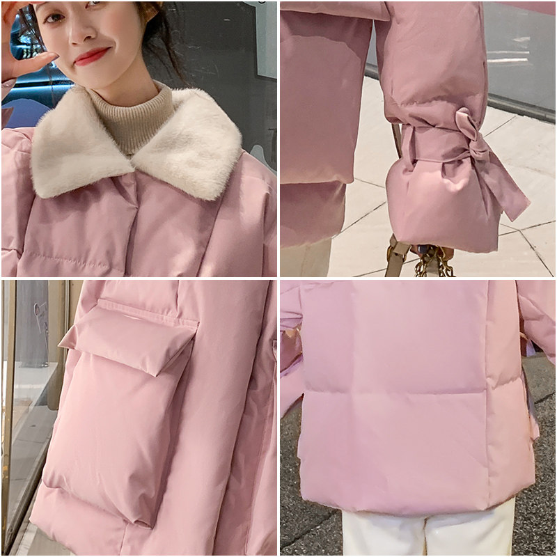 潮韩系加绒厚女装新款秋冬季宽松棉衣/棉服