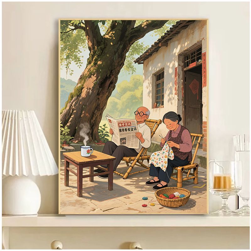 乡村小院白头偕老2025新款唯美客厅挂画儿童房装饰画