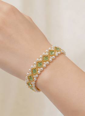 材料包气质水晶手链三千手作复古精致百搭小众设计法式珍珠手链