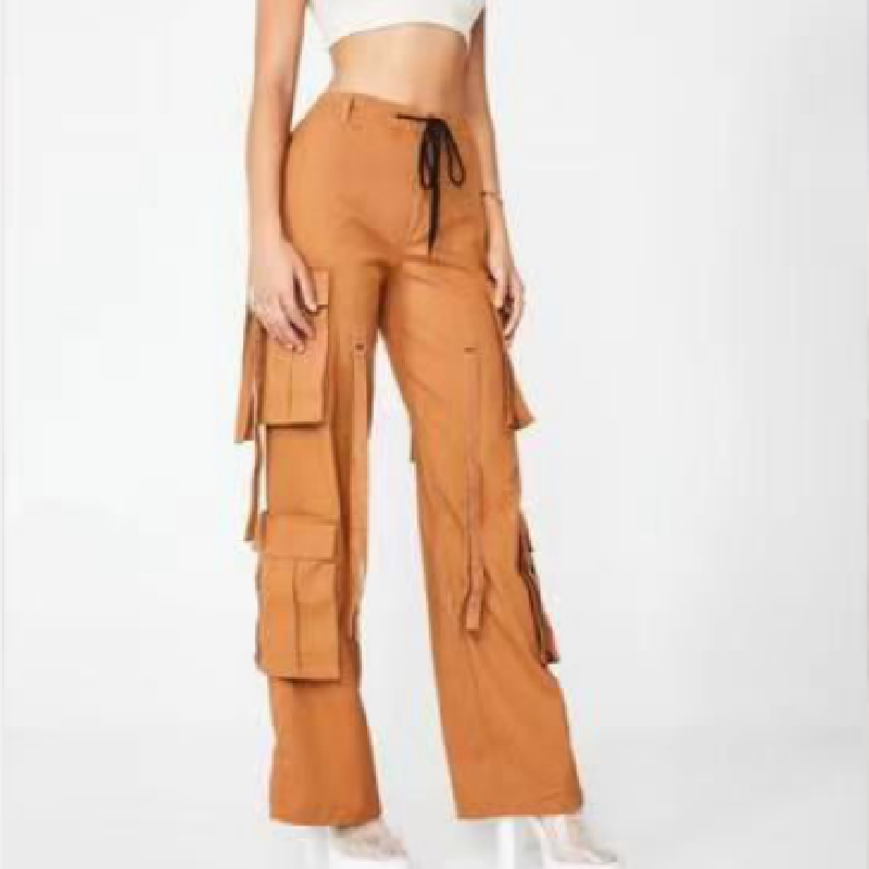 美国tobi原单工装裤工价135美金时尚高腰显腿长口袋直筒休闲裤女