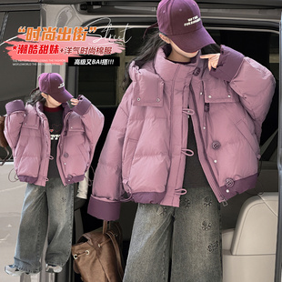 女童棉服冬装2025新款洋气儿童加厚羽绒棉衣女大童冬季短款面包服