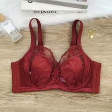【结婚专用】本命年酒红色专柜内衣女大胸显小蕾丝花边软钢圈文胸