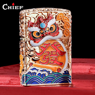 首领煤油打火机狮佑财猫珐琅彩三代内胆潮流男士礼物跨境火机批发