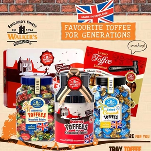 英国进口糖果零食1.25kg什锦味软糖walkers沃尔克斯太妃糖桶装86g