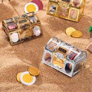 意大利进口艾达的世界金银铜色宝箱金币80g牛奶巧克力礼盒儿童