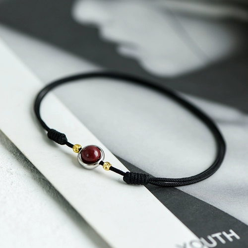 Натуральный браслет на ногу, браслет с одной бусиной, цвета киновари, простой и элегантный дизайн, не выцветает