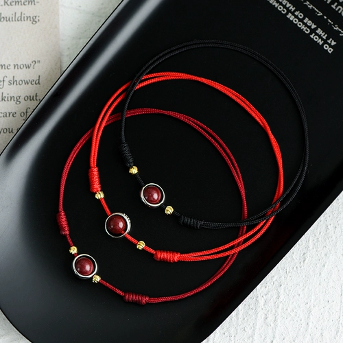 Натуральный браслет на ногу, браслет с одной бусиной, цвета киновари, простой и элегантный дизайн, не выцветает