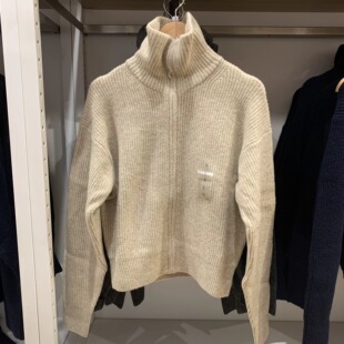 日单秋款女装舒芙蕾拉链针织毛衣立领开衫毛衫外套上衣外套480490