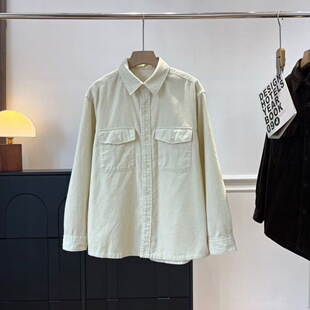 日单秋季新款男女装灯芯绒工装衬衫时尚长袖衬衣休闲薄外套480295