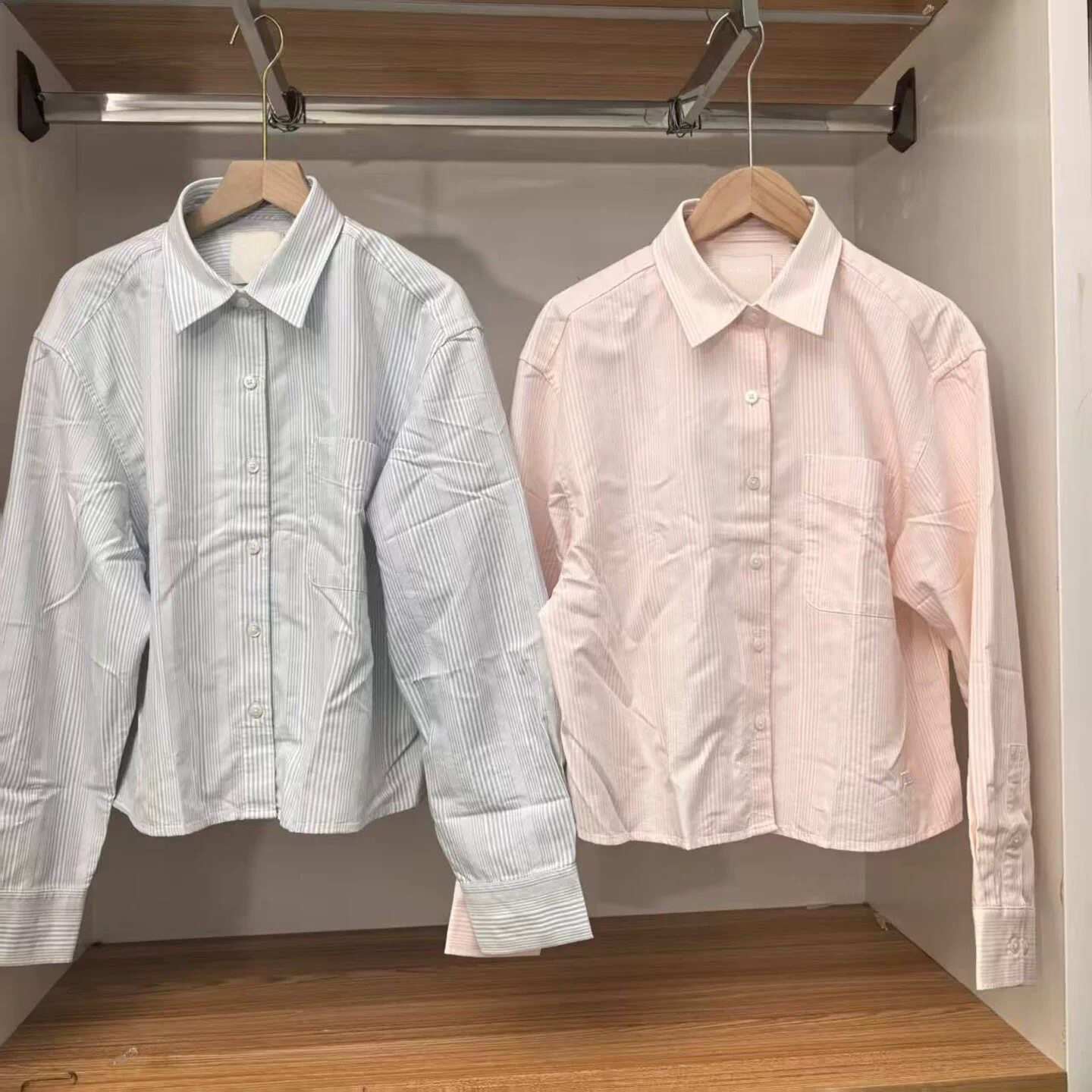 女装春夏牛津纺箱型条纹衬衫/长袖合作款休闲宽松485265/479975