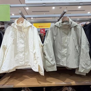 日单女装休闲防风宽松立领茄克/长袖连帽短外套夹克26春款484709