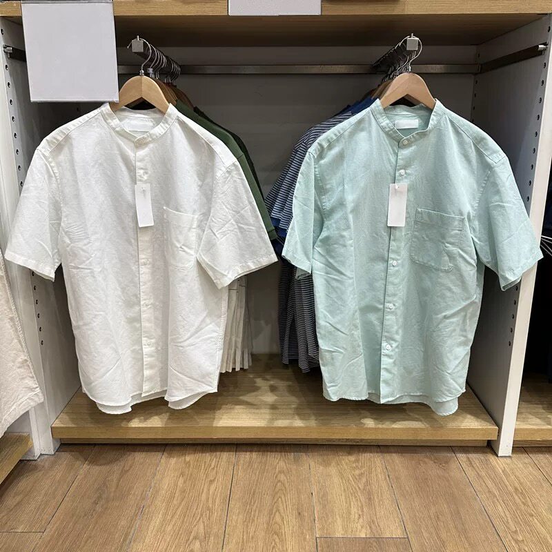 男装/女装棉麻立领衬衫/短袖衬衣开衫休闲上衣2026春夏新款482485