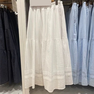 女装层叠碎花长裙条纹A字半身裙26春夏新款484820 484822 484821