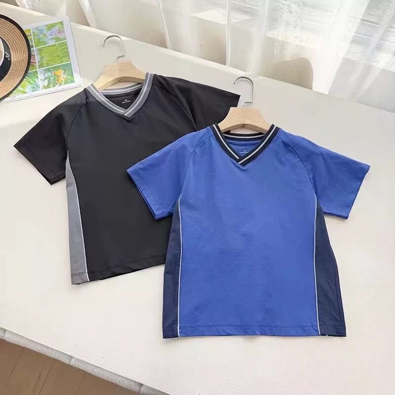 童装男童女童速干V领T恤短袖运动服休闲舒适2026春夏季新款483430