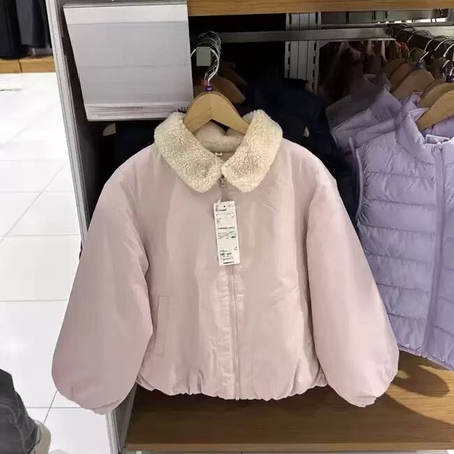 童装男童女童防风仿羊羔绒翻领加厚外套棉服2026秋冬新款490470