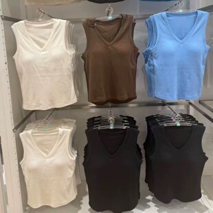 女装V领bra背心加杯背心罗纹带胸垫打底衫内搭26春夏新款482330