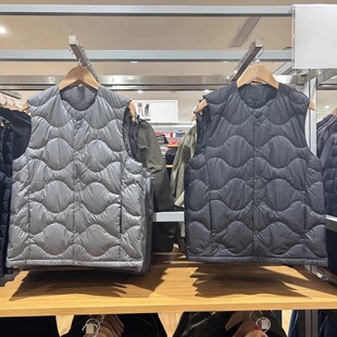 日系冬季男女装高级轻型羽绒便携式背心弧形压线羽绒服马甲480950