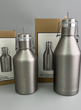 原来超贵！雪花纹理！户外便携304不锈钢水壶保温大容量运动壶2L