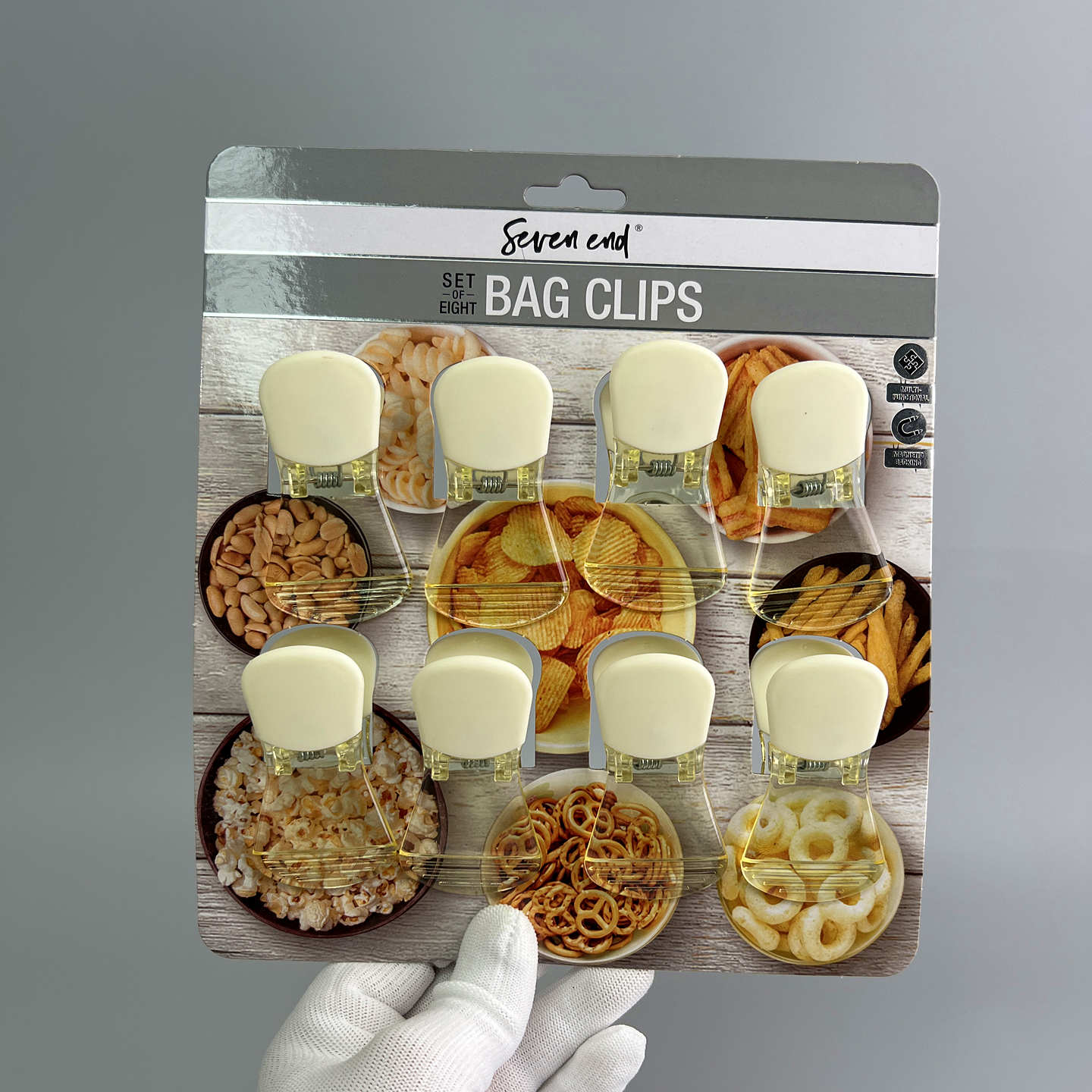 出口外贸！一卡8个！可磁吸食品保鲜密封夹零食包装防潮便签夹子