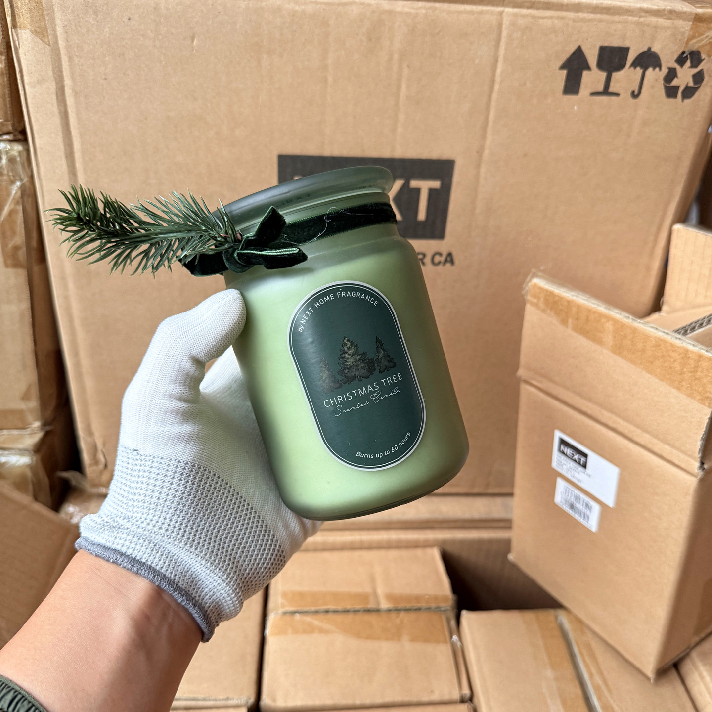 出口英国！超超大罐510g！玻璃瓶带盖圣诞高级松木香迷迭香薰蜡烛