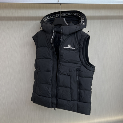 出口欧美！刺绣工艺！秋冬款男士连帽户外休闲加厚保暖棉马甲外套