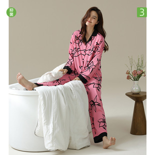花卉睡衣女长袖 新款 新疆棉 纯棉睡衣女士拉架棉家居服 秋季