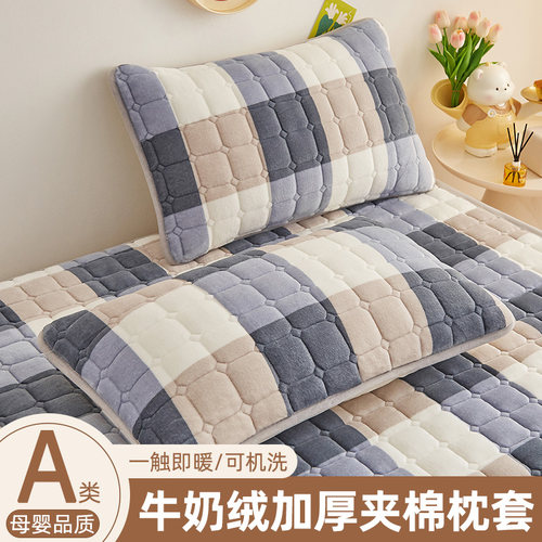 牛奶绒保暖加厚冬天枕头套枕芯套家用单只A类柔软亲肤48x74cm枕套