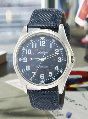 CITIZEN Q&Q西铁城猎鹰帆布带手表QB38-315 学生考试防水简约百搭